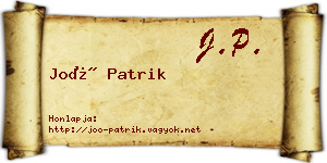 Joó Patrik névjegykártya