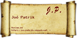 Joó Patrik névjegykártya